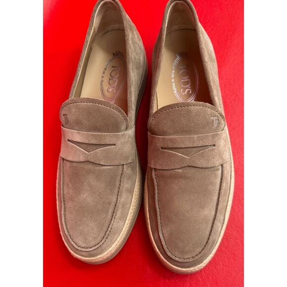 Tod\'s Mocassino Gomma Rafia Suede Driver Beige Loafers Shoes US 8 EU 6 1/2 NIB main image 8